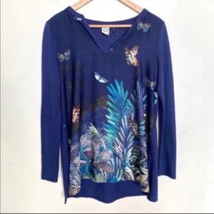 Anthro Akemi + Kin floral butterfly tunic top size XS
